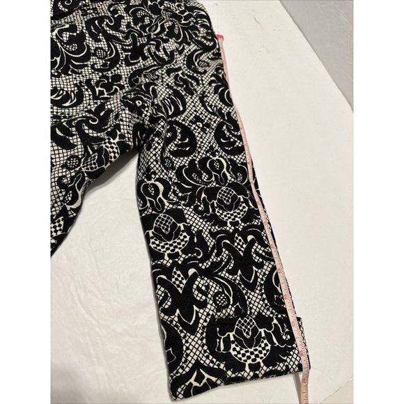 TALBOTS BLACK & WHITE DAMASK FLORAL LACE PATTERN JACKET BLAZER 4 PETITE - Picture 8 of 8